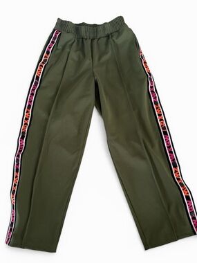 Zumba GinaGrant Collection Olive Green Track Pants with Pink & Orange Side Tape